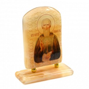Икона из селенита "Сергей Ражонежский" на подставке, 65*27*80мм