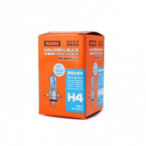 Лампа галогенная Masuma Blue Skyglow H4 (P43t, T16), 12В, 60/55Вт, 4200К, 1 шт