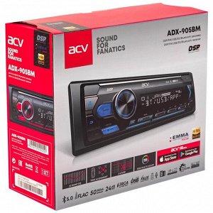 Автомагнитола ACV ADX-905BM DSP, 1 DIN, USB/AUX/Bluetooth, 4х50Вт, пульт ДУ, настраиваемая подсветка