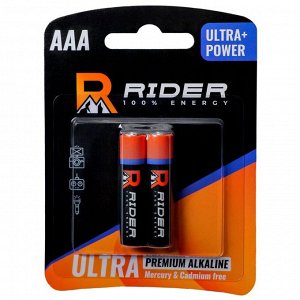 Батарейка щелочная Rider Ultra+ Power Premium Alkaline, AAA (LR03), 1.5В, 2 шт, арт. 0271/0288/3474