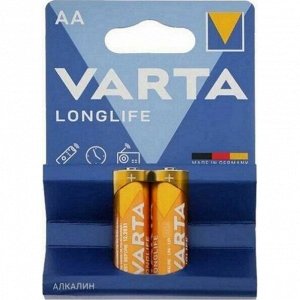 Батарейка щелочная Varta Longlife, AA (LR6), 1.5В, 2 шт