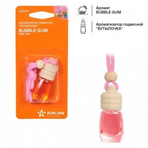Ароматизатор подвесной Airline «Бутылочка» Bubble Gum (Бабл Гам), жидкий, 5мл, арт. AFBU079