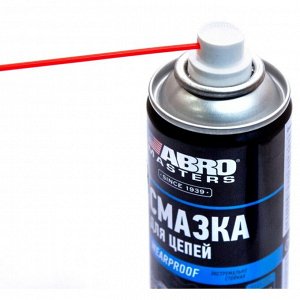 Смазка аэрозольная ABRO Masters Wearproof, для цепей, водостойкая, антикоррозийная, подходит для консервации, баллон 200мл, арт. CL-200-AM-RE