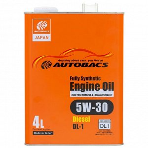 Масло моторное Autobacs Engine Oil 5w30, синтетическое, JASO DL-1, для дизельного двигателя, 4л, арт. A00032642 (Япония)