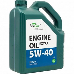 Масло моторное LivCar Engine Oil Extra 5w40, полусинтетическое API SL/CF, универсальное, 4л, арт. LC2610540-004