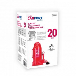 Домкрат гидравлический бутылочный Carfort, 20000кг, подъем 250-490мм, сумка