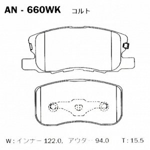 Колодки тормозные Akebono дисковые, арт. AN-660WK