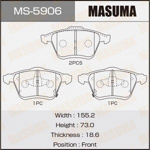 Колодки тормозные дисковые Masuma передние, комплект на ось (4 шт), арт. MS-5906