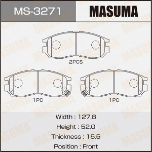 Колодки тормозные дисковые Masuma передние, комплект на ось (4 шт), арт. MS-3271