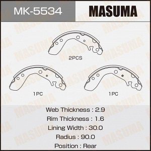 Колодки тормозные барабанные Masuma, комплект на ось (4 шт), арт. MK-5534