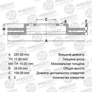 Диск тормозной Avantech, арт. BR0701S