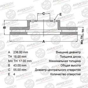 Диск тормозной Avantech, арт. BR0112S