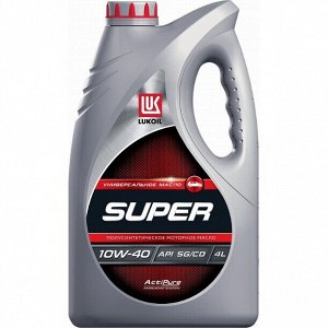 Масло моторное Лукойл Super 10w40 полусинтетическое, API SG/CD, универсальное, 4л, арт. 19192