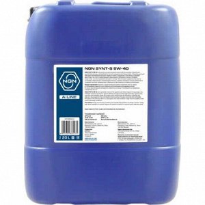 Масло моторное NGN A-Line SYNT-S 5w40, полусинтетическое, API SL/CF, ACEA A3/B4, универсальное, 20л, арт. V272085812