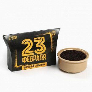 Чай подарочный чёрный «23 февраля», вкус: лимон и мята , 20 г.