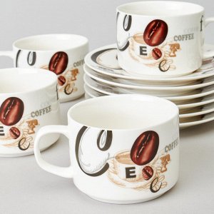 Кофейный набор "Coffee Mania" на 6 персон, 12 предметов, 180 мл - идеальный выбор для кофейных вечеров, 1 шт.