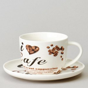 Чайный набор "Coffee Mania" на 6 персон, 12 предметов, 250 мл - идеальный выбор для кофейных вечеров, 1 шт.