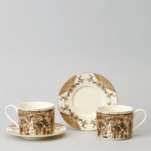 Чайный набор из фарфора LEFARD "Rendezvous Vintage" на 2 персоны, 4 предмета, 350 мл — коллекция в винтажном стиле с классическим цветочным узором, 1 шт.