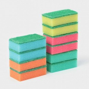 Набор губок для посуды с чистящим слоем Доляна «Эконом», 7.5x4.5x2.5 см, 10 шт.