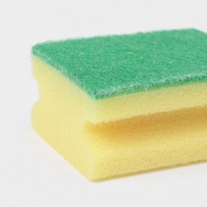 Набор губок для посуды с чистящим слоем Доляна «Профиль», 9x6.5x4.5 см, 2 шт.