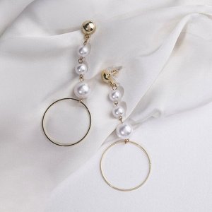 Серьги с жемчугом «Нежность» нити, цвет белый в золоте