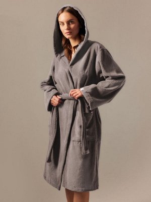 Халат махровый с капюшоном женский S HOME: Basic "Софт Мист", 100% хл, 420 г/м2