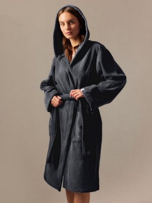 Халат махровый с капюшоном женский SL HOE: Basic "Гри Сандре", 100% хл, 420 г/м2