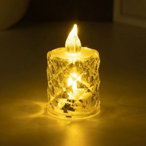 Светодиодная свеча, ночник LED RISALUX «Хрустальная», 0.3 Вт, 4x4x6.5 см
