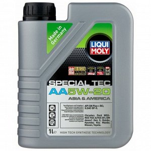 Масло моторное Liqui Moly Special Tec AA 5w20, синтетическое, API SP, ILSAC GF-6A, для бензинового двигателя, 1л, арт. 7620/20792