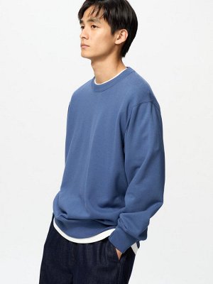 UNIQLO - хлопковый свитшот унисекс с круглым вырезом - 65 BLUE
