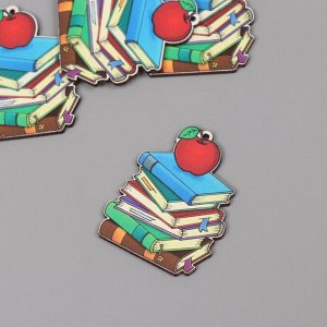 Декор для творчества дерево «Стопка книг с яблоком», набор 5 шт., 4.5x4x0.3 см
