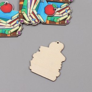 Декор для творчества дерево «Стопка книг с яблоком», набор 5 шт., 4.5x4x0.3 см
