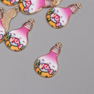 Декор для творчества металл, эмаль «Рыба в лампочке», 2.8x1.6 см