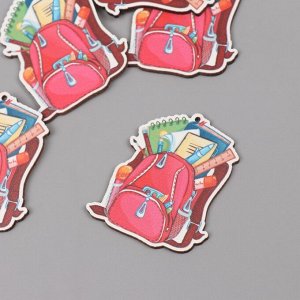 Декор для творчества дерево «Школьный рюкзак», набор 5 шт., 4.5x3.9x0.3 см