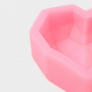 Молд Доляна «Сердце», силикон, 7,5x7,5x2,5 см, цвет розовый