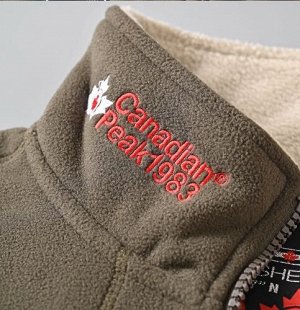 Толстовка флисовая "Canadian Рeak" утепленная на молнии, воротник стойка, зеленый хаки