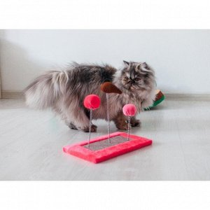 Игрушка для кошек с 3 дразнилками и когтеточкой, 27 х 15,5 х 25 см  микс цветов