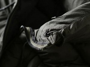 Пуховик зимний стеганый на молнии, воротник стойка (внутри капюшон), наполнитель синтепух, зеленый хаки