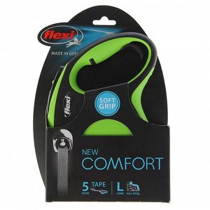 Рулетка Flexi New Comfort L (до 60 кг) лента 5 м, черный/зеленый