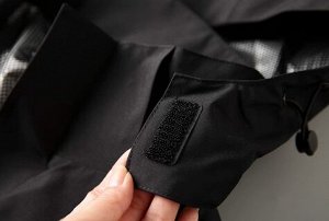Непромокаемая ветрозащитная куртка с капюшоном на молнии, с термо-подкладом, черный
