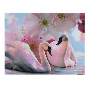 Картина на холсте "Лебеди под цветами" 30х40 см