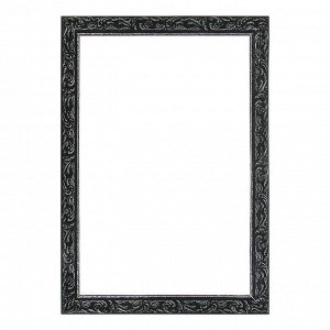 Рама для картин (зеркал) 40 х 60 х 4 см, дерево, «Версаль», цвет чёрный с серебром