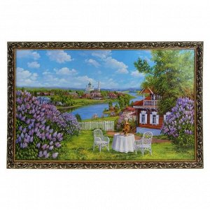 Картина "Чаепитие в саду" 67х107 см, рама микс