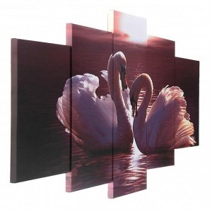 Модульная картина "Белые лебеди" (2-20х30; 2-20х40; 1-20х50) 100х50 см