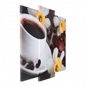 Модульная картина "Кофе с кексами"  (2-25х52; 1-30х60) 60х80 см
