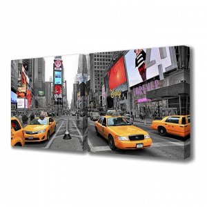 Картина модульная на подрамнике "Движение Нью-Йорка"  50*50см; 50*50см       100x50см
