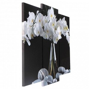 Модульная картина "Орхидеи в вазе" (2-25х52; 1-30х60) 60х80 см