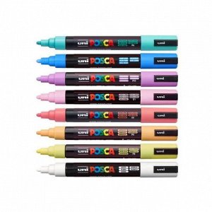 Маркеры Posca PC-5M акриловые водостойкие (набор 8 пастельных цветов), Япония