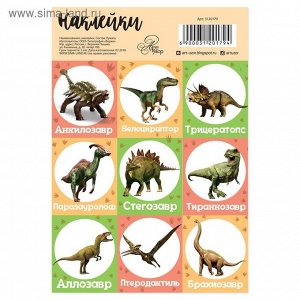 Наклейки бумажные «Динозавры», c раскраской на обороте, 11 х 15,5 см 3120179
