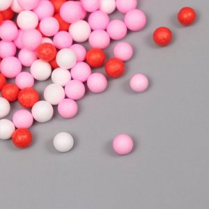 Декор для творчества пенопласт «Ассорти шариков», пастельный красный, набор 10 г